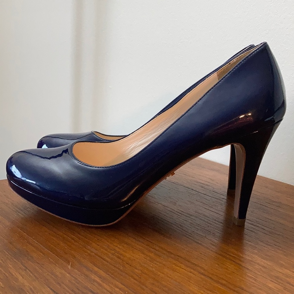 Prada 4” blue patent leather pump